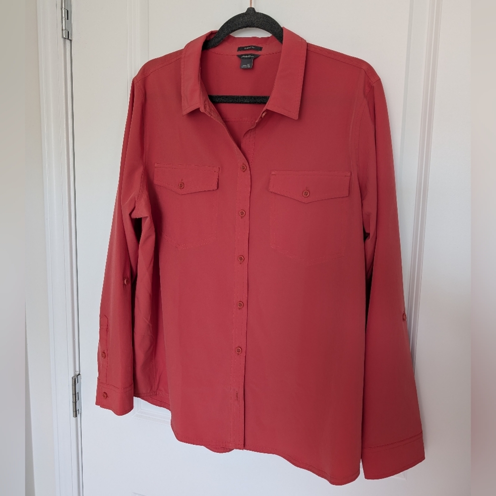NWOT Eddie Bauer Women's Size XL Coral Button-Up Shirt